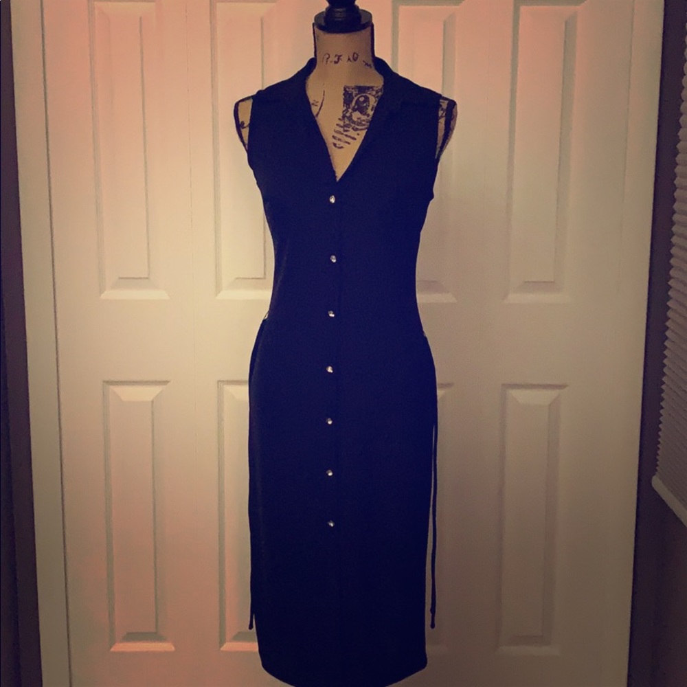 Black ABS Sleeveless Dress
